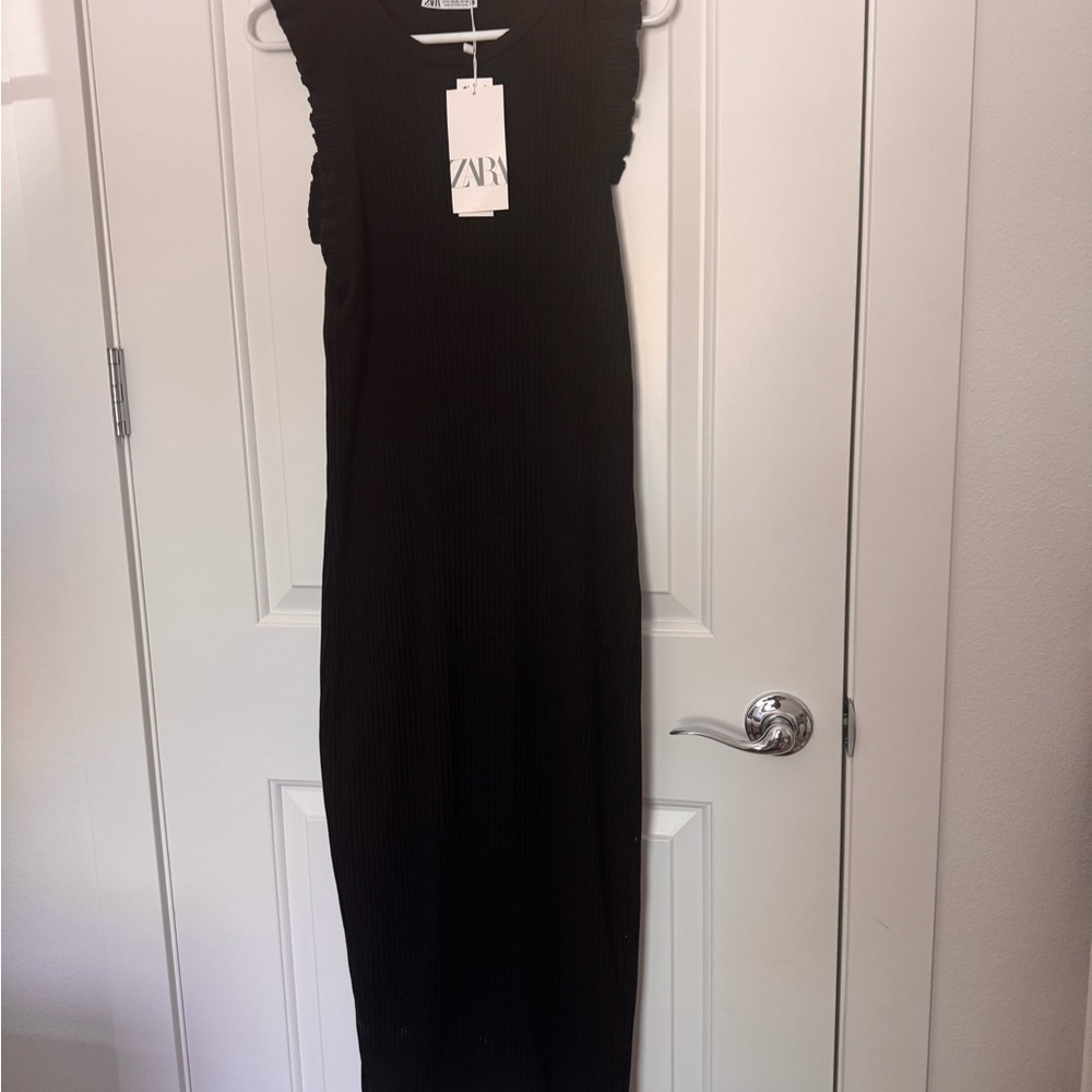 Zara Black Sheath Midi Dress for Cocktail